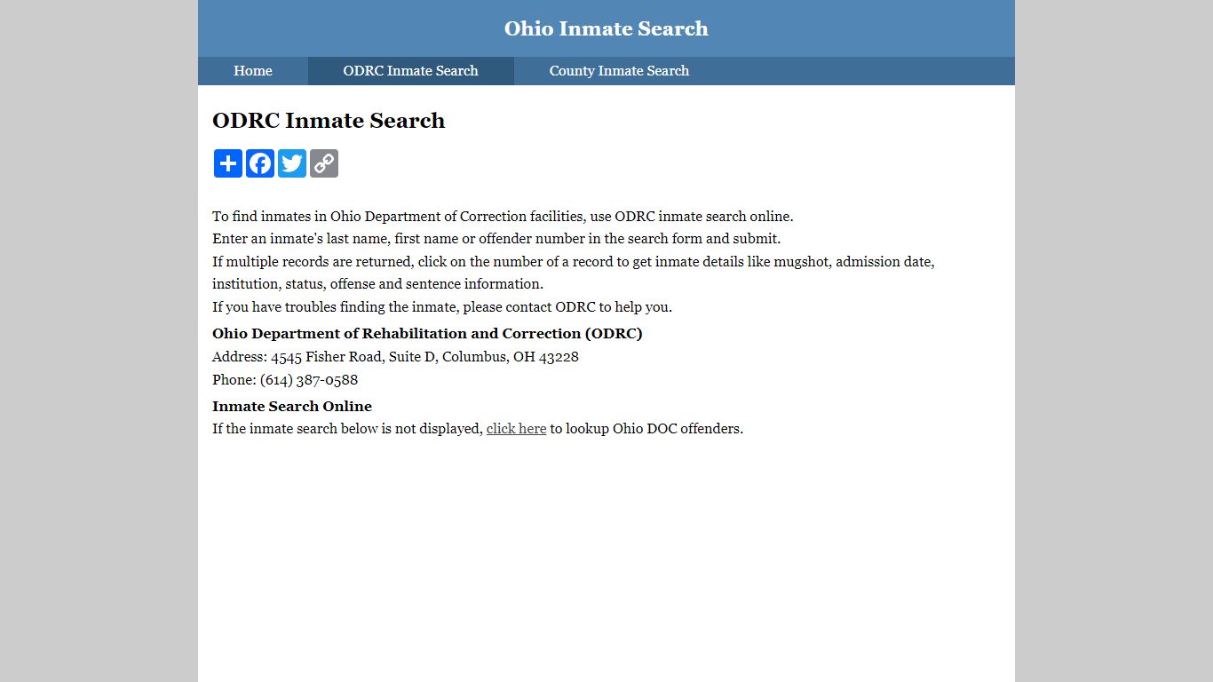 ODRC Inmate Search